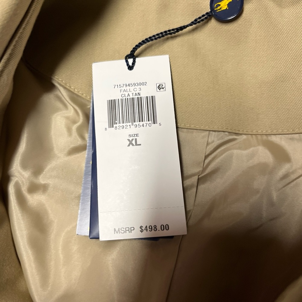 Ralph Lauren Men's Beige Cotton Gabardine Trench Coat Size XLarge XL Ret… - Picture 11 of 16